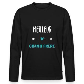 Best Big Brother Humor - Men's Premium Organic Long Sleeve Shirt - black - Front - Nico (187cm)