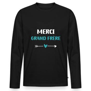 Thank you big brother heart - Men's Premium Organic Long Sleeve Shirt - black - Front - Nico (187cm)