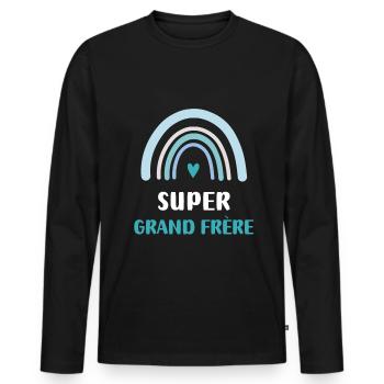 super grand frère arc-en-ciel - T-shirt manches longues Premium bio Homme - noir - Devant - Nico (187cm)