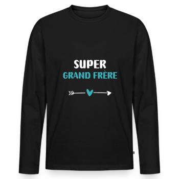 Super Big Brother Heart - Men's Premium Organic Long Sleeve Shirt - black - Front - Nico (187cm)