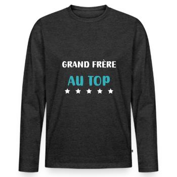 Big Brother im personalisierten Oberteil - Männer Premium Bio Langarmshirt - Anthrazit meliert - Vorne - Nico (187cm)