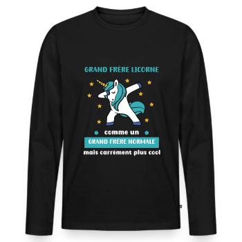 Big Brother Unicorn Dab Big Brother Normal Humor - Men's Premium Organic Long Sleeve Shirt - black - Front - Nico (187cm)