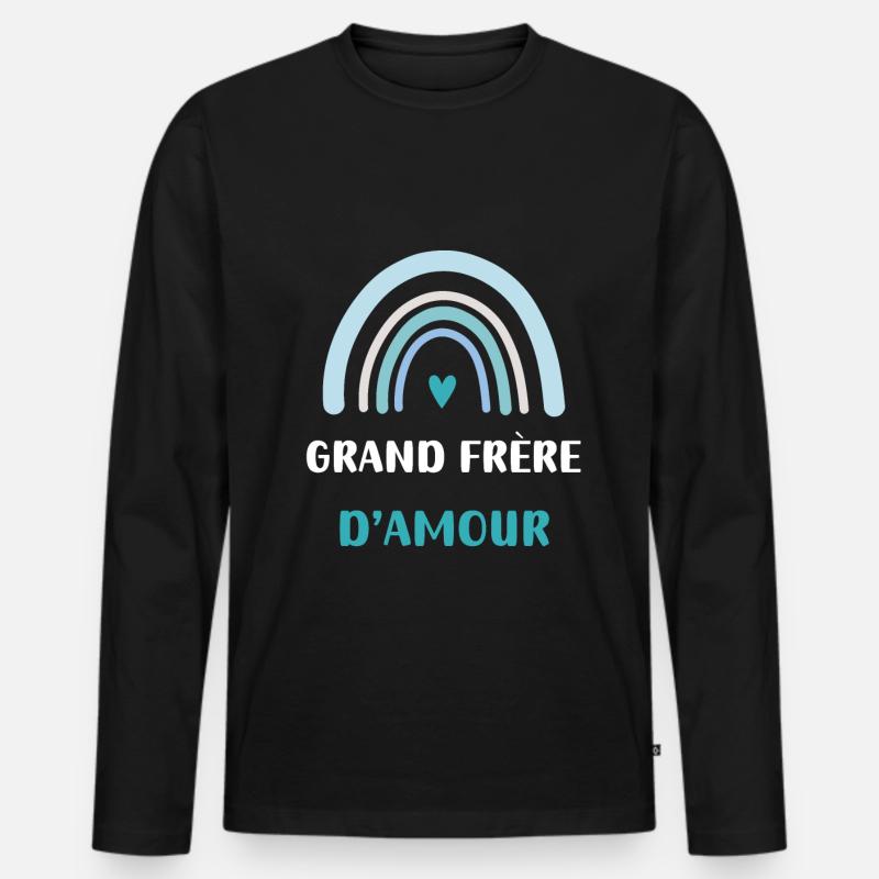 Großer Bruder der Regenbogenliebe - Männer Premium Bio Langarmshirt - Schwarz