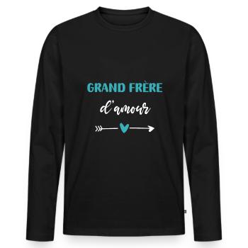 Big Brother Love Heart - Men's Premium Organic Long Sleeve Shirt - black - Front - Nico (187cm)