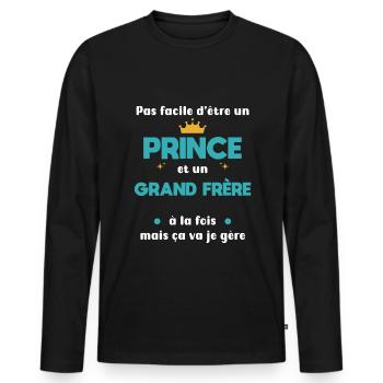 Big Brother Prince - Men's Premium Organic Long Sleeve Shirt - black - Front - Nico (187cm)