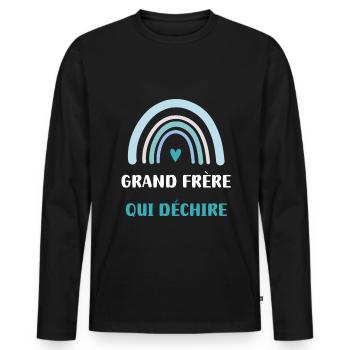 Großer Bruder, der den Regenbogen zerreißt - Männer Premium Bio Langarmshirt - Schwarz - Vorne - Nico (187cm)