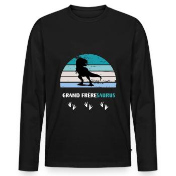 big brother saurus big brother Dinosaur T rex - Men's Premium Organic Long Sleeve Shirt - black - Front - Nico (187cm)