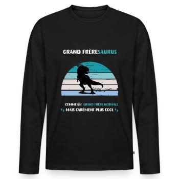 Big Brother Normal Saurus Dinosaurier T Rex - Männer Premium Bio Langarmshirt - Schwarz - Vorne - Nico (187cm)