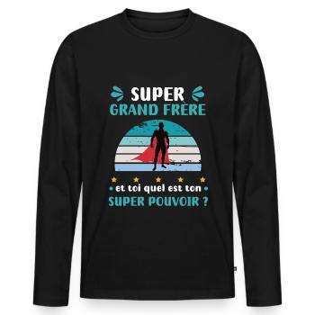 Big Brother Super Power Super Big Brother - Men's Premium Organic Long Sleeve Shirt - black - Front - Nico (187cm)