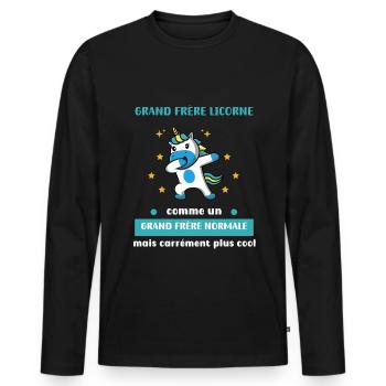 Big Brother Einhorn Big Brother Normal - Männer Premium Bio Langarmshirt - Schwarz - Vorne - Nico (187cm)