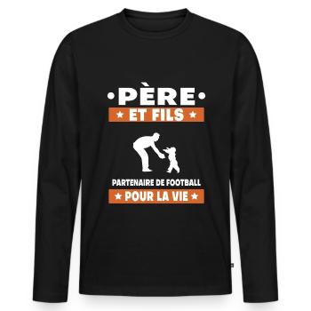 Father and Son Dad Duo Man Team Life Gift Dad - Men's Premium Organic Long Sleeve Shirt - black - Front - Nico (187cm)