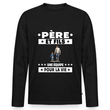 Father & Son Dad Duo Man Team Life Father's Day - Men's Premium Organic Long Sleeve Shirt - black - Front - Nico (187cm)