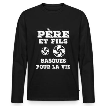 Vater und Sohn Vater Baskenland - Männer Premium Bio Langarmshirt - Schwarz - Vorne - Nico (187cm)