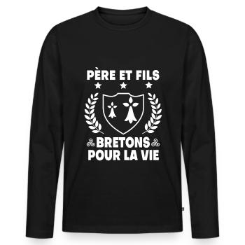 père et fils bretagne papa triskel breton - T-shirt manches longues Premium bio Homme - noir - Devant - Nico (187cm)