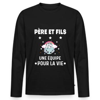 Unicorn father and son team for life duo man - Men's Premium Organic Long Sleeve Shirt - black - Front - Nico (187cm)