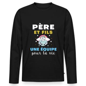 Unicorn Father and Son Dad Gift - Men's Premium Organic Long Sleeve Shirt - black - Front - Nico (187cm)