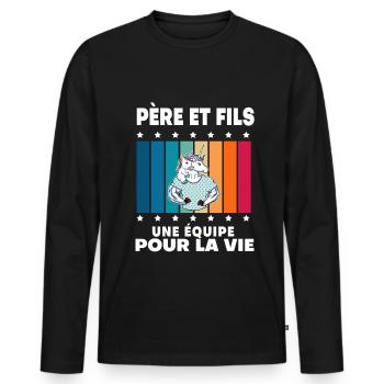 Father and Son Unicorn Man Vintage Gift Dad - Men's Premium Organic Long Sleeve Shirt - black - Front - Nico (187cm)