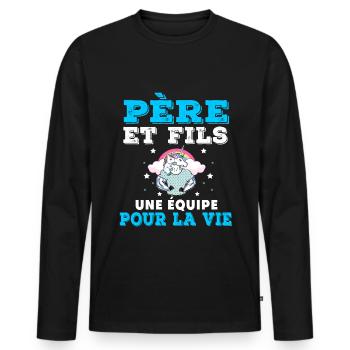 Father and Son Unicorn Team For Life Duo Man - Men's Premium Organic Long Sleeve Shirt - black - Front - Nico (187cm)