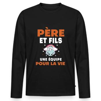 Father Son Unicorn Duo Man Gift Dad - Men's Premium Organic Long Sleeve Shirt - black - Front - Nico (187cm)