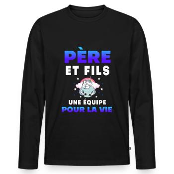 Father Son Unicorn Team For Life Duo Man - Men's Premium Organic Long Sleeve Shirt - black - Front - Nico (187cm)