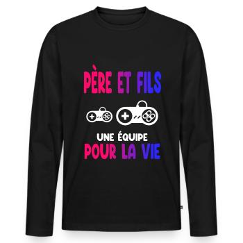 Gamer Father and Son Team Life Dad Gaming - Men's Premium Organic Long Sleeve Shirt - black - Front - Nico (187cm)