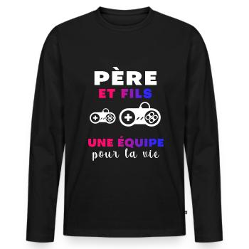 Gamer Father and Son Gaming Dad - Men's Premium Organic Long Sleeve Shirt - black - Front - Nico (187cm)