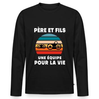 Father and Son Gamer Vintage Retro Dad Gaming - Men's Premium Organic Long Sleeve Shirt - black - Front - Nico (187cm)