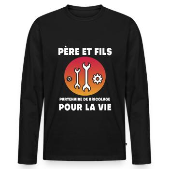 Father and Son DIY Retro Vintage Dad - Men's Premium Organic Long Sleeve Shirt - black - Front - Nico (187cm)