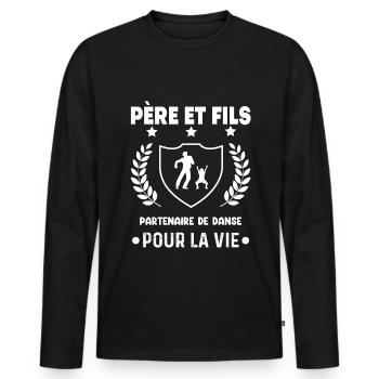 danse père et fils partenaire duo homme papa - T-shirt manches longues Premium bio Homme - noir - Devant - Nico (187cm)