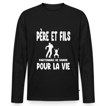 danse père et fils partenaire pour la vie papa - T-shirt manches longues Premium bio Homme - noir - Devant - Nico (187cm)