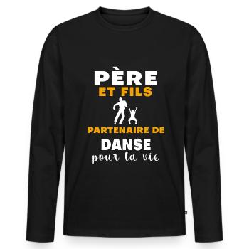 danse père et fils papa - T-shirt manches longues Premium bio Homme - noir - Devant - Nico (187cm)
