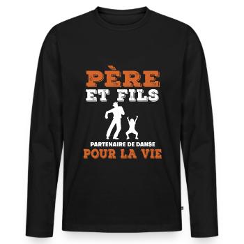 Vater und Sohn Tanzpartner Leben Papa - Männer Premium Bio Langarmshirt - Schwarz - Vorne - Nico (187cm)