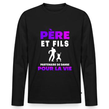 father son dance duet man partner dad - Men's Premium Organic Long Sleeve Shirt - black - Front - Nico (187cm)