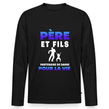 father son dance partner duet man dad - Men's Premium Organic Long Sleeve Shirt - black - Front - Nico (187cm)