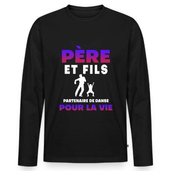 Vater Sohn Tanzpartner fürs Leben Papa - Männer Premium Bio Langarmshirt - Schwarz - Vorne - Nico (187cm)