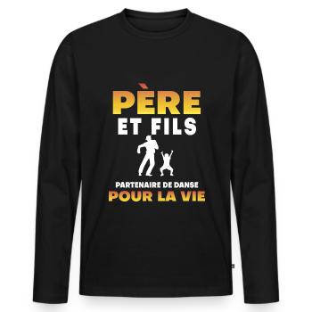 Vater Sohn Tanzpartner Leben Papa - Männer Premium Bio Langarmshirt - Schwarz - Vorne - Nico (187cm)