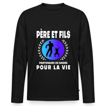 Father Son Dance Retro Vintage Man Dad - Men's Premium Organic Long Sleeve Shirt - black - Front - Nico (187cm)