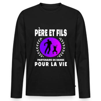 Father Son Dance Vintage Retro Sunset Dad - Men's Premium Organic Long Sleeve Shirt - black - Front - Nico (187cm)