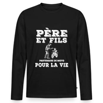 father and son motorcycle partner father biker dad - Men's Premium Organic Long Sleeve Shirt - black - Front - Nico (187cm)