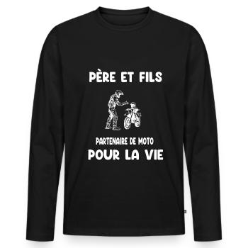 father and son motorcycle partner for life biker dad - Men's Premium Organic Long Sleeve Shirt - black - Front - Nico (187cm)