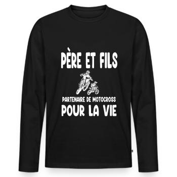 motocross père fils partenaire pour la vie motard - T-shirt manches longues Premium bio Homme - noir - Devant - Nico (187cm)