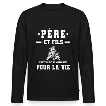 Father son motocross biker - Men's Premium Organic Long Sleeve Shirt - black - Front - Nico (187cm)