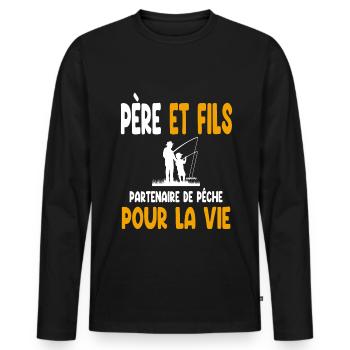 Fishing Father and Son Partner Life Dad Fisherman - Men's Premium Organic Long Sleeve Shirt - black - Front - Nico (187cm)