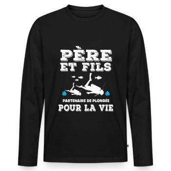 Father and son diving partner for life - Men's Premium Organic Long Sleeve Shirt - black - Front - Nico (187cm)