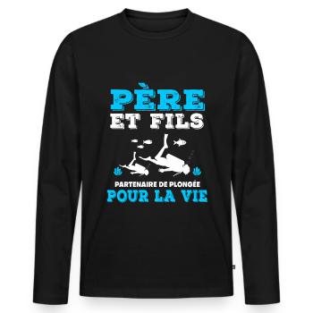 père et fils plongée partenaire papa plongeur père - T-shirt manches longues Premium bio Homme - noir - Devant - Nico (187cm)
