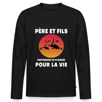 Father and Son Diving Retro Vintage Dad Diver - Men's Premium Organic Long Sleeve Shirt - black - Front - Nico (187cm)