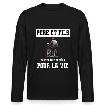 Bike Father And Son Duo Man Dad Cyclist - Men's Premium Organic Long Sleeve Shirt - black - Front - Nico (187cm)
