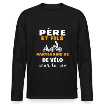 Cycling father and son Cycling dad - Men's Premium Organic Long Sleeve Shirt - black - Front - Nico (187cm)