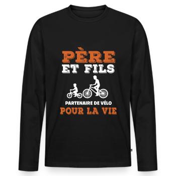 father and son cycling partner life dad cyclist - Men's Premium Organic Long Sleeve Shirt - black - Front - Nico (187cm)