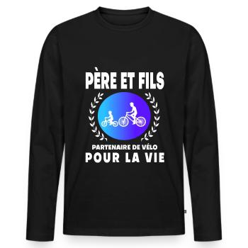 Father Son Bike Retro Vintage Man Dad Cyclist - Men's Premium Organic Long Sleeve Shirt - black - Front - Nico (187cm)